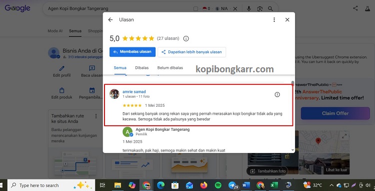 bukti nyata screen shoot testimoni agen kopi bongkar samarinda